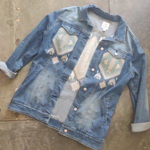 LuLaRoe Jaxon Embroidered Denim Jacket
